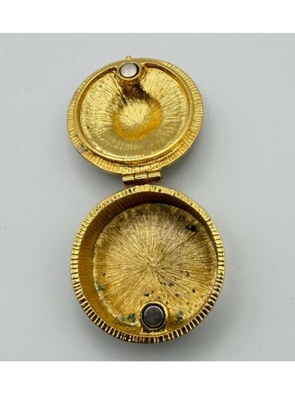Christopher Radko Enamel Trinket Pill Box Red Poinsettia Flower Gold Tone Round